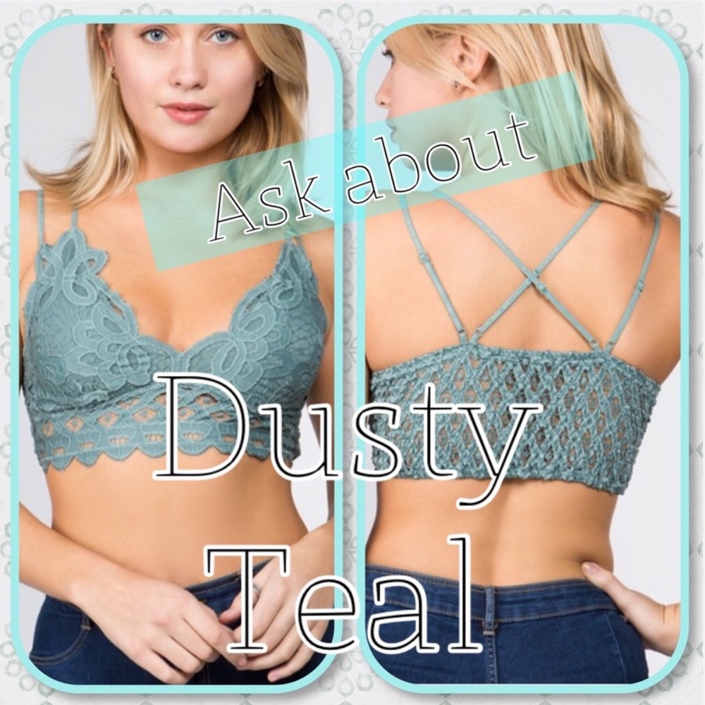 Turquoise Adjustable Double Strap Lace Bralette - Picture 5 of 7
